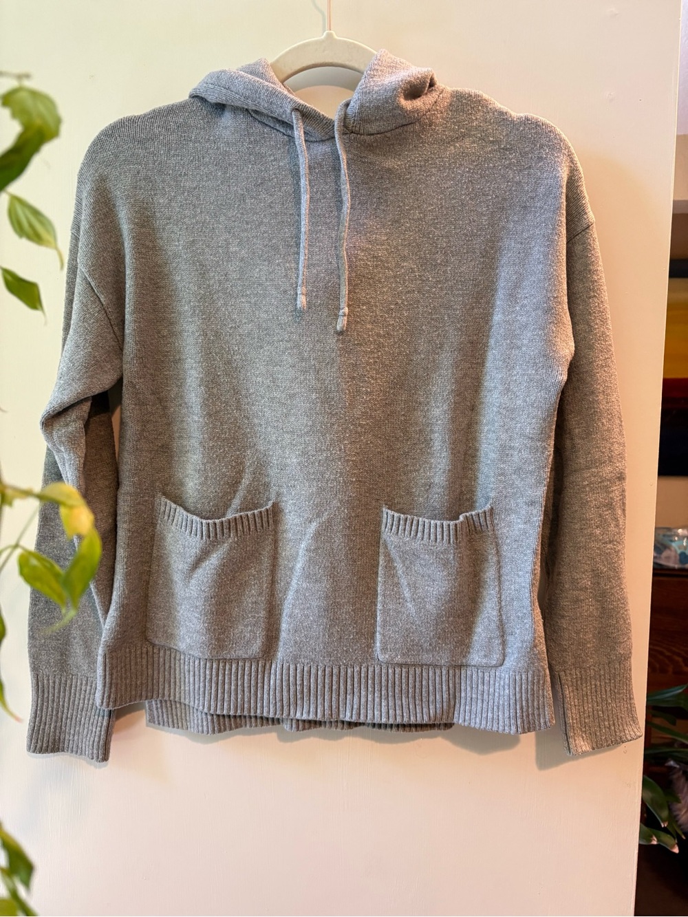 a new day Light Gray Knit Drawstring Hoodie
